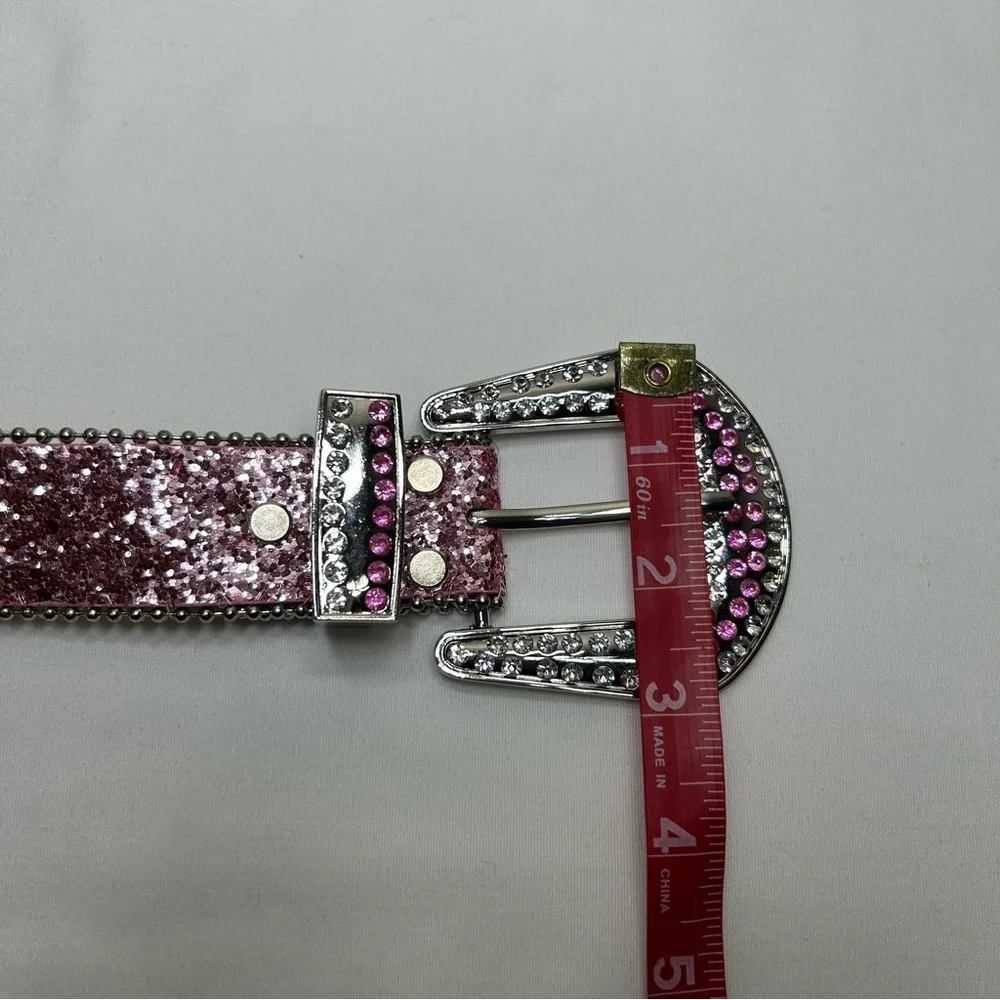 Pink Silver Western Rhinestone Glitter Cowgirl Rodeo Party Bling Sparkly Belt